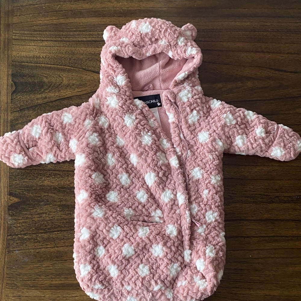 Rothschild Pink Baby Fluffy Stroller Snowsuit Size 0–6 Months